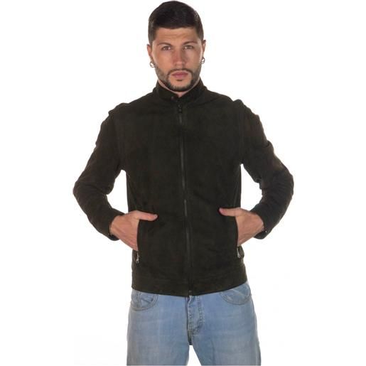 Leather Trend u010 - giacca uomo verde in vera pelle camoscio