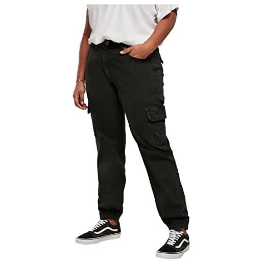 Urban classics jeans cargo donna, pantaloni in bio cotone a vita alta, elastici alle caviglie tasche laterali, diversi colori disponibili, taglie 26 - 61