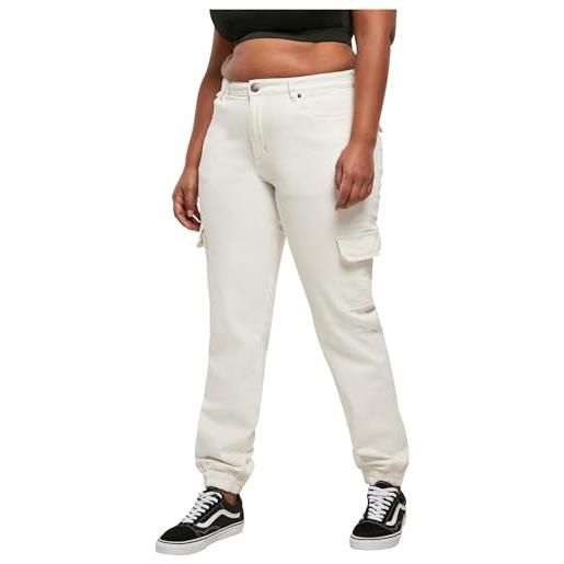 Urban classics jeans cargo donna, pantaloni in bio cotone a vita alta, elastici alle caviglie tasche laterali, diversi colori disponibili, taglie 26 - 70
