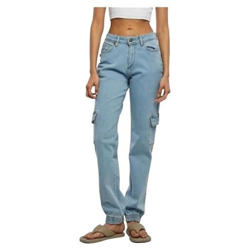 Urban classics jeans cargo donna, pantaloni in bio cotone a vita alta, elastici alle caviglie tasche laterali, diversi colori disponibili, taglie 26 - 54