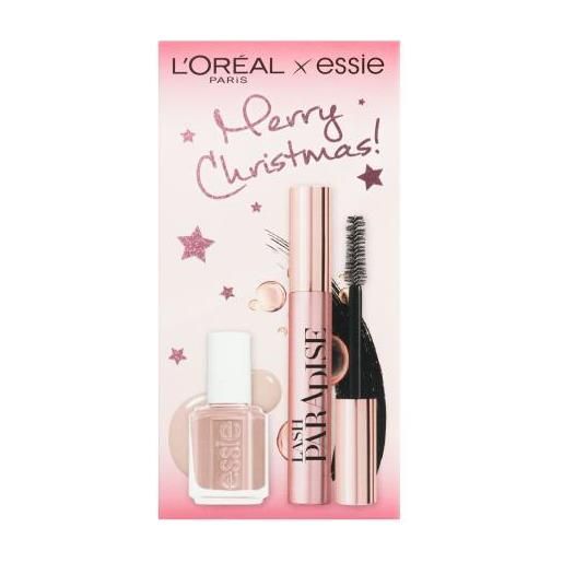 L'Oréal Paris merry christmas!Tonalità black cofanetti mascara lash paradise 6,4 ml + smalto per le unghie essie nail color 13,5 ml 11 not just a pretty