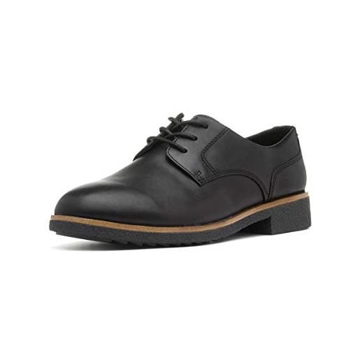 Clarks griffin lane 261431134, scarpe stringate derby donna, nero (black leather black leather), 36 eu