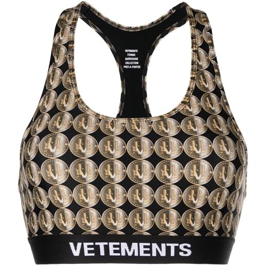 VETEMENTS reggiseno sportivo con stampa - nero