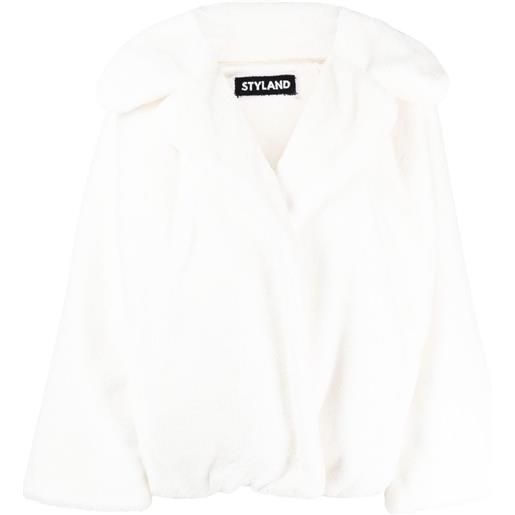 STYLAND cappotto aperto in finta pelliccia - bianco