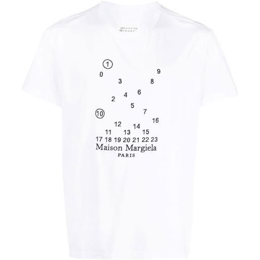 Maison Margiela t-shirt numeric con ricamo - bianco