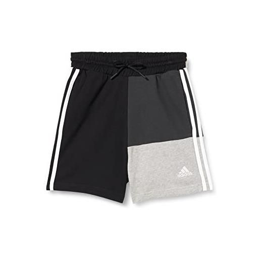 adidas essentials-blocco colorato oversize a 3 strisce pantalone corto, nero/mgreyh/carbon/w, xs donna