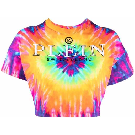 Philipp Plein t-shirt crop con fantasia tie dye - rosa