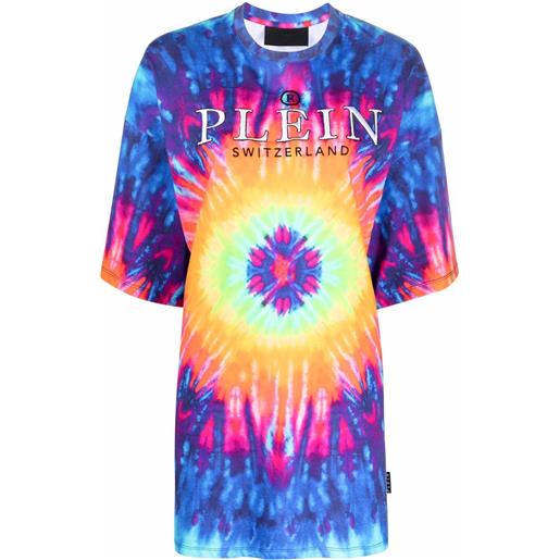 Philipp Plein abito modello t-shirt con fantasia tie-dye - blu