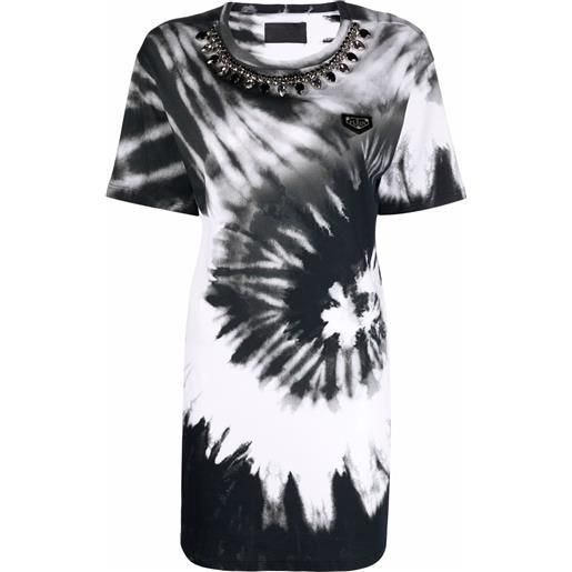 Philipp Plein abito modello t-shirt con fantasia tie-dye - nero