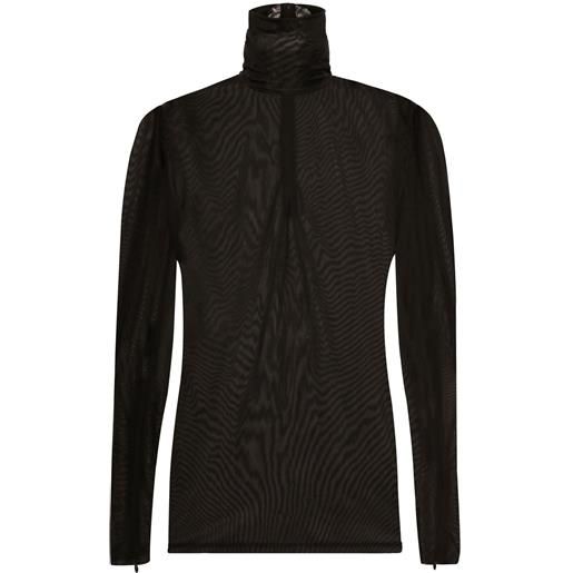 Dolce & Gabbana top a collo alto semi trasparente - nero