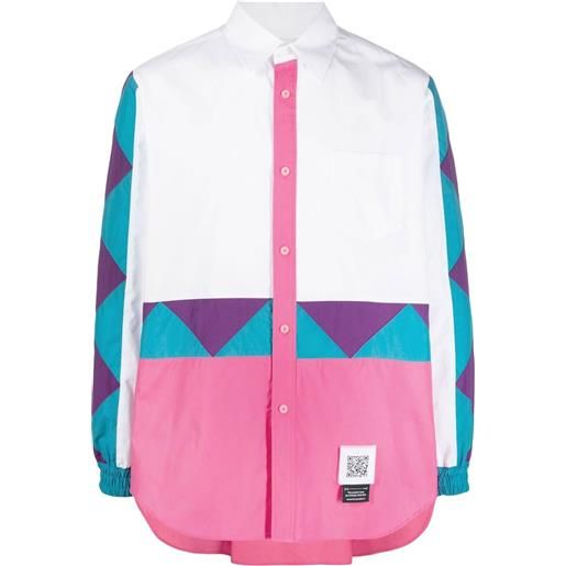 Fumito Ganryu giacca-camicia a vento con design color-block - bianco