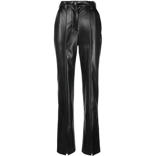 Nanushka pantaloni con spacchi frontali okobor™ - nero