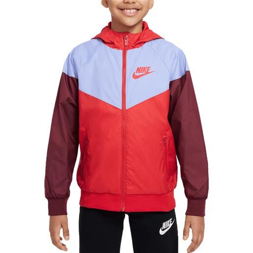 Nike giacca da ragazzo con cappuccio windrunner rosso