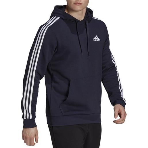 Adidas felpa da uomo con cappuccio essentials fleece 3-stripes blu