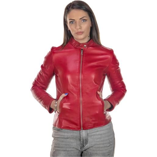 Leather Trend violetta bis - giacca donna rossa in vera pelle