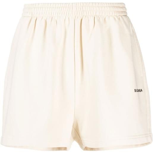 Balenciaga shorts sportivi con ricamo - toni neutri