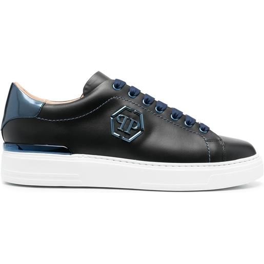 Philipp Plein sneakers hexagon con placca logo - blu