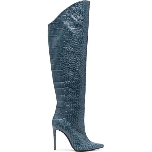 Stivali con effetto coccodrillo 105mmParis Texas in Pelle di colore Blu Donna Scarpe da Stivali da Cuissardes 