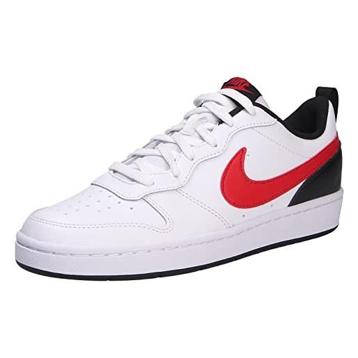 Nike court borough low 2 (gs), scarpe, 110 white/university red-black, 39 eu