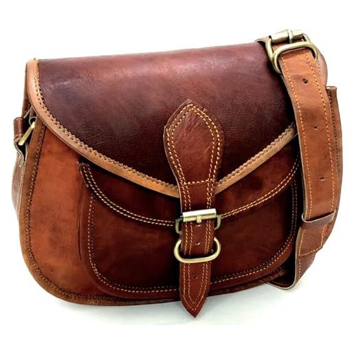 Firu-Handmade women vintage style genuine leather crossbody bags for women satchel ladies purses saddle crossover shoulder tote bags travel