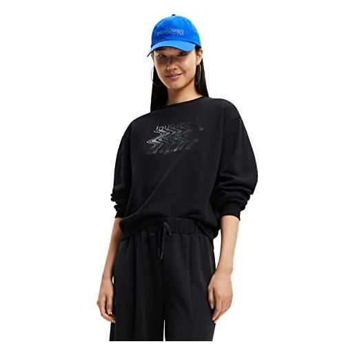Desigual black sweat_mambo 2000-felpa nera maglione, nero, l donna