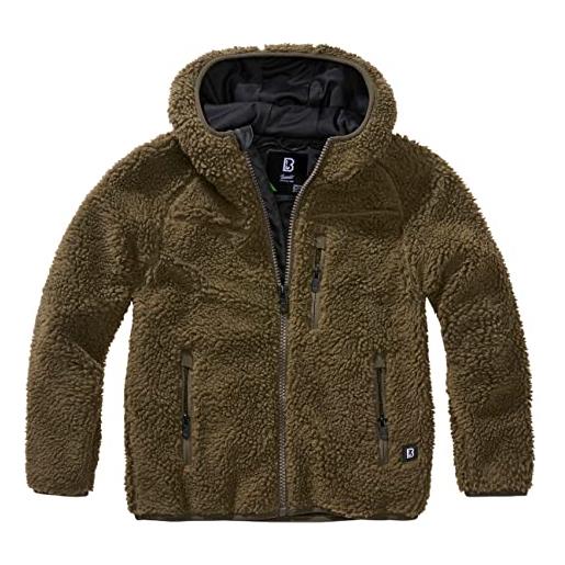 Brandit giacca in pile con cappuccio per bambini teddy, oliva, 158-164 unisex-adulto
