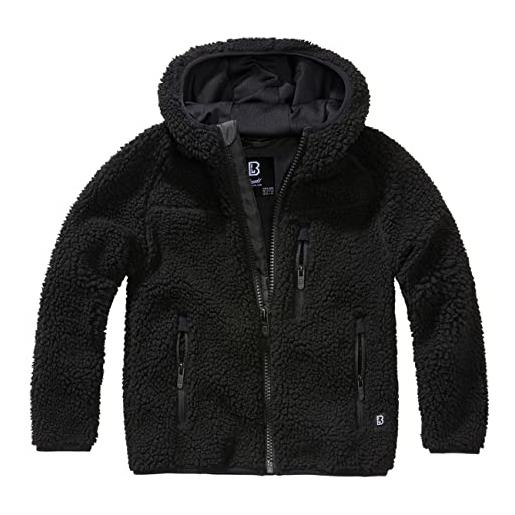 Brandit giacca in pile con cappuccio per bambini teddy, nero, 170/176 cm unisex-adulto