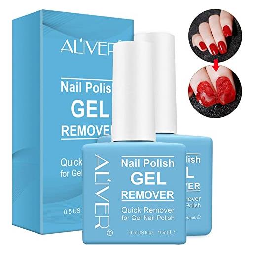 Yun magic gel nail polish remover (confezione da 2) - rimuovi lo smalto per unghie in gel in 2-3 minuti - rimuovi smalto facile e veloce - non danneggia le unghie, 0,5 fl oz