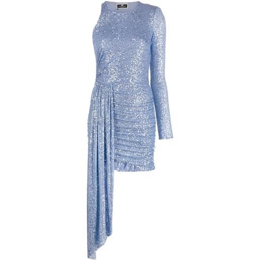 Elisabetta Franchi abito asimmetrico con paillettes - blu