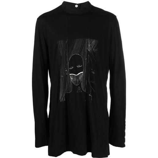 Rick Owens DRKSHDW t-shirt a maniche lunghe con stampa grafica - nero