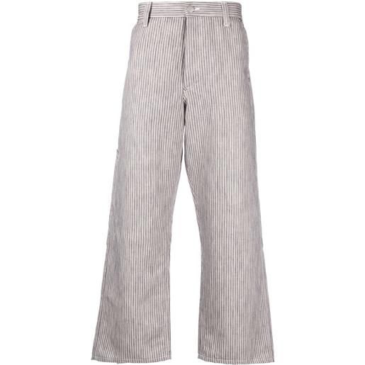 Junya Watanabe MAN pantaloni crop a righe - toni neutri