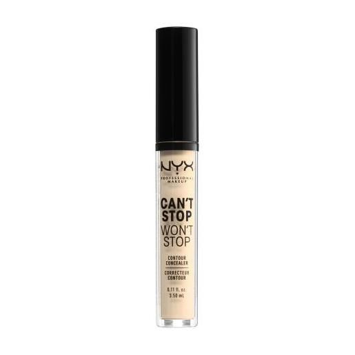 NYX Professional Makeup can't stop won't stop contour concealer correttore liquido a copertura totale e lunga tenuta 3.5 ml tonalità 01 pale