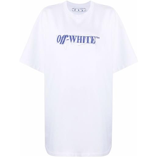 Off-White abito modello t-shirt con stampa - bianco