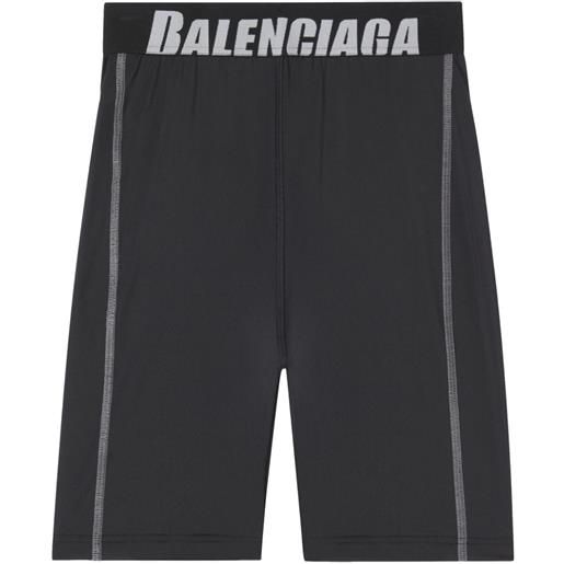 Balenciaga shorts da ciclismo con banda logo - nero