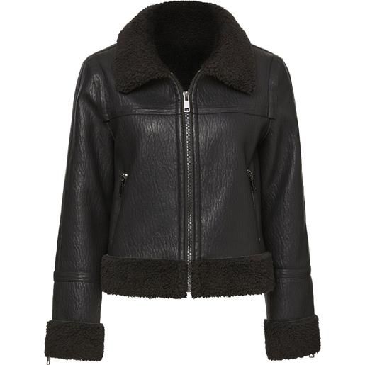Unreal Fur giacca berlin con bordo in finto shearling - nero