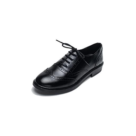 EndoraDore donna brogue oxford scarpe vintage lace up pointed toe flat pumps moda lavoro wingtip scarpe da ufficio