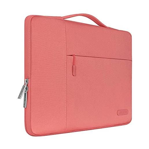 MOSISO laptop sleeve borsa compatibile con mac. Book air/pro, 13-13,3 pollici notebook, compatibile con mac. Book pro 14 m3 m2 m1 chip pro max 2023-2021, poliestere multifunzionale manica, living coral