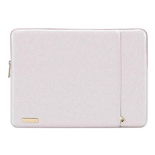 MOSISO laptop sleeve compatibile con mac. Book pro 14 2021 m1 pro/max a2442, compatibile con mac. Book air/pro, 13-13,3 pollici notebook, pu pelle verticale imbottito borsa impermeabile custodia, rosa chiaro