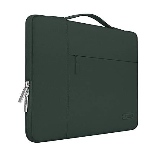 MOSISO laptop sleeve borsa compatibile con mac. Book pro 16 2023-2019 m3 a2991 m2 a2780 m1 a2485 a2141/pro retina 15 a1398,15-15,6 pollici notebook, poliestere multifunzionale manica, midnight green