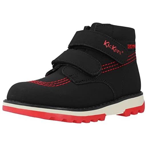 Kickers kickfun, scarpe con lacci unisex-bambini, noir rouge, 30 eu