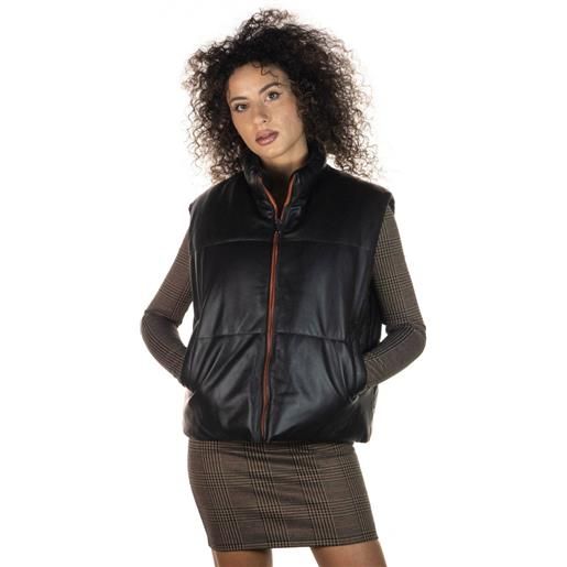 Leather Trend iris - gilet donna nero in vera pelle