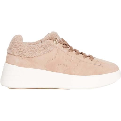 HOGAN sneakers rebel in camoscio beige e pelo interno