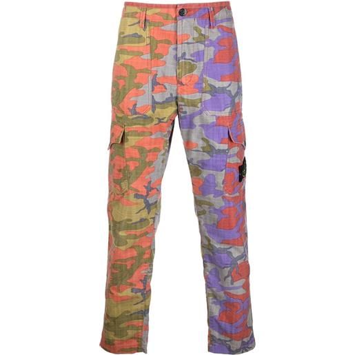 Stone Island pantaloni dritti con stampa camouflage - grigio