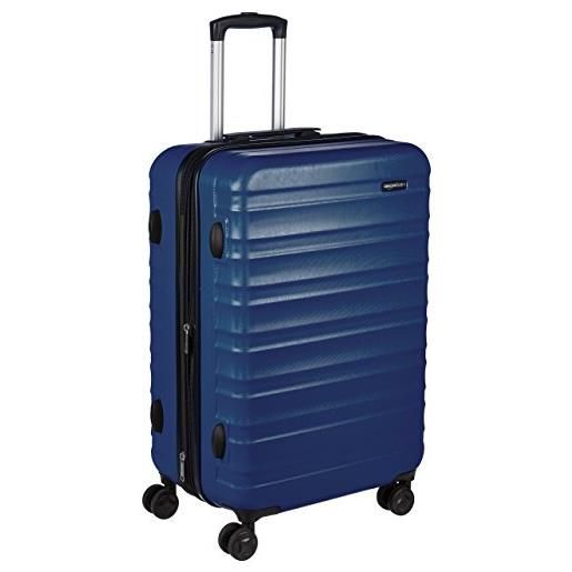 Amazon Basics - valigia trolley rigido con rotelle girevoli, 68 cm, blu marino