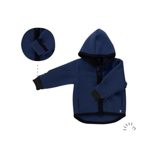 Popolini giacca con cappuccio in pile di lana -col. Blu scuro