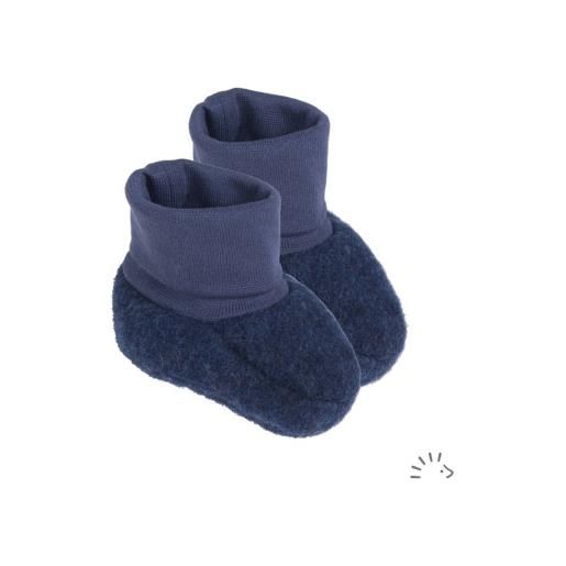 Popolini scarpine neonato in pile di lana - col. Blu