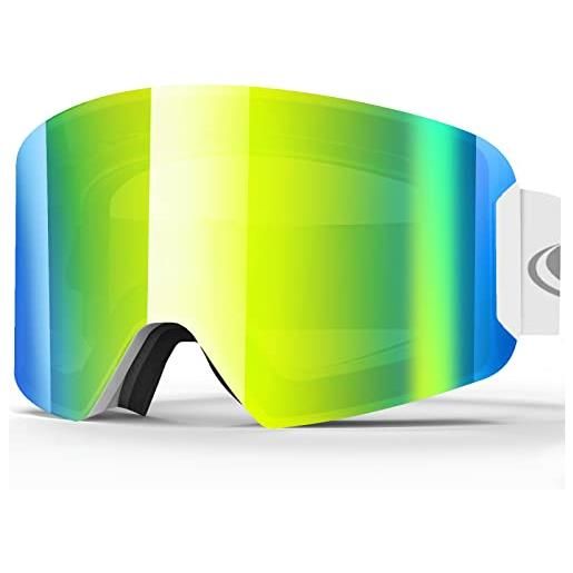 Findway maschera da sci, occhiali da sci snowboard per uomo donna giovani, otg uv protection antiappannamento resistenza al vento snowboard occhiali da neve