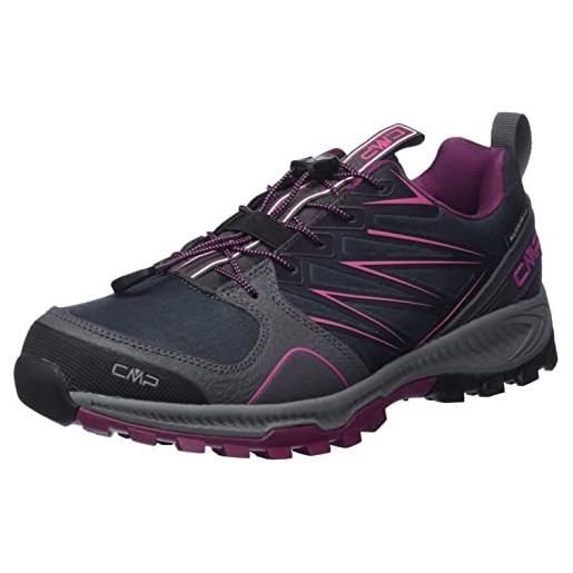 CMP atik wmn wp fast hiking shoes, scarpe da trekking donna, antracite-pink fluo, 38 eu