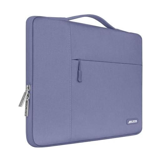 MOSISO laptop sleeve borsa compatibile con mac. Book pro 16 2023-2019 m3 a2991 m2 a2780 m1 a2485 a2141/pro retina 15 a1398,15-15,6 pollici notebook, poliestere multifunzionale manica, grigio lavanda