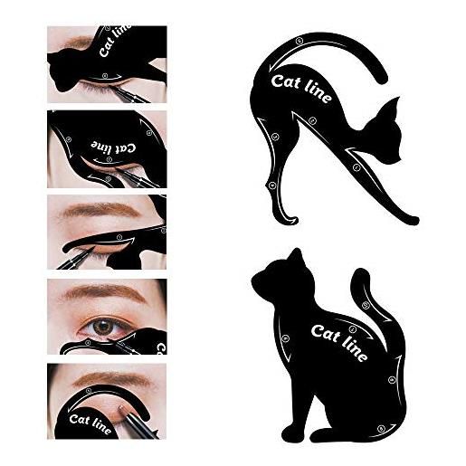 Garden Of Arts cat line eyeliner stencil, smoky eyeshadow applicators template plate, professional multifunzione black cat shape eye liner & eye shadow guide template (materiale pvc) (1)